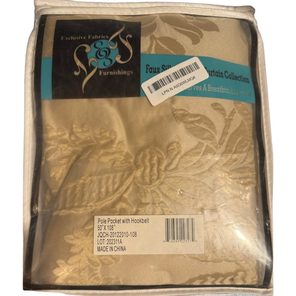 Exclusive Fabrics & Furnishings Luxurious Gold Floral Curtain Panel NWT - Picture 1 of 7